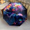 1 PC Automatic Folding Umbrella - Elephant Galaxy Pattern, Portable & Foldable Design with 8 Ribs, Christmas Birthday Gifts