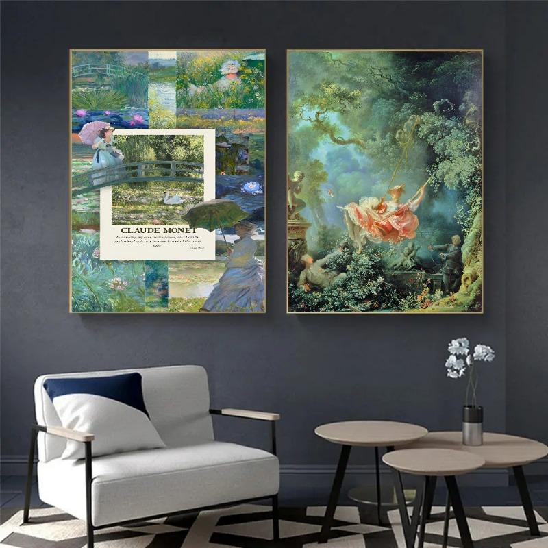 Famous Claude Monet DIY Sticky Poster Vintage Room Bar Cafe Decor Home Decor