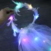 Bride Crown Bridal Feather Headbands Women Wedding Veil Korean Bride Headwear LED Light Bride Veil