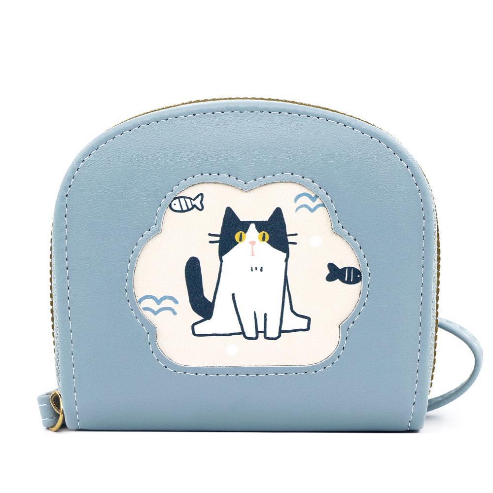 Korean Style Cartoon Cat Women's Wallet - Cute Zipper Coin Purse and Card Holder