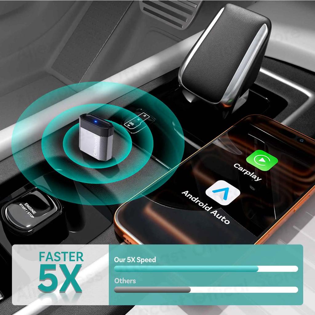 NRYJK1 Ottocast Mini Nova Wireless Adapter CarPlay Android Auto Bluetooth WiFi USB Dongle Cube 3.0 for Nissan Ford Renault Mazda VW Ben