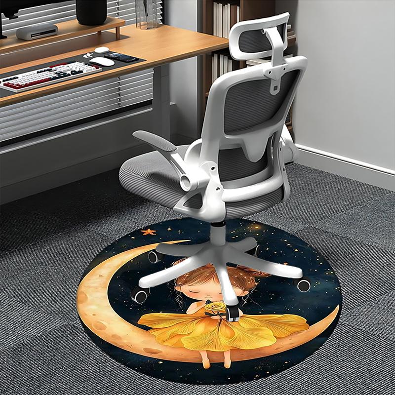 

Moonlit Night,Celestial Fairy Chair mat Round Rug Office carpet, Machine Washable, Non slip, Suitable for Living Rooms, Bedrooms 80cm