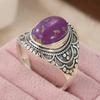 Ethnic CopperColor Inlaid Imitation of Purple Lapis Lazuli Women's Ring Geometry Daily Wear Party Jewelry