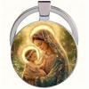 Virgin Mary Pattern Alloy Round Keychain - Anniversary Jewelry Gift