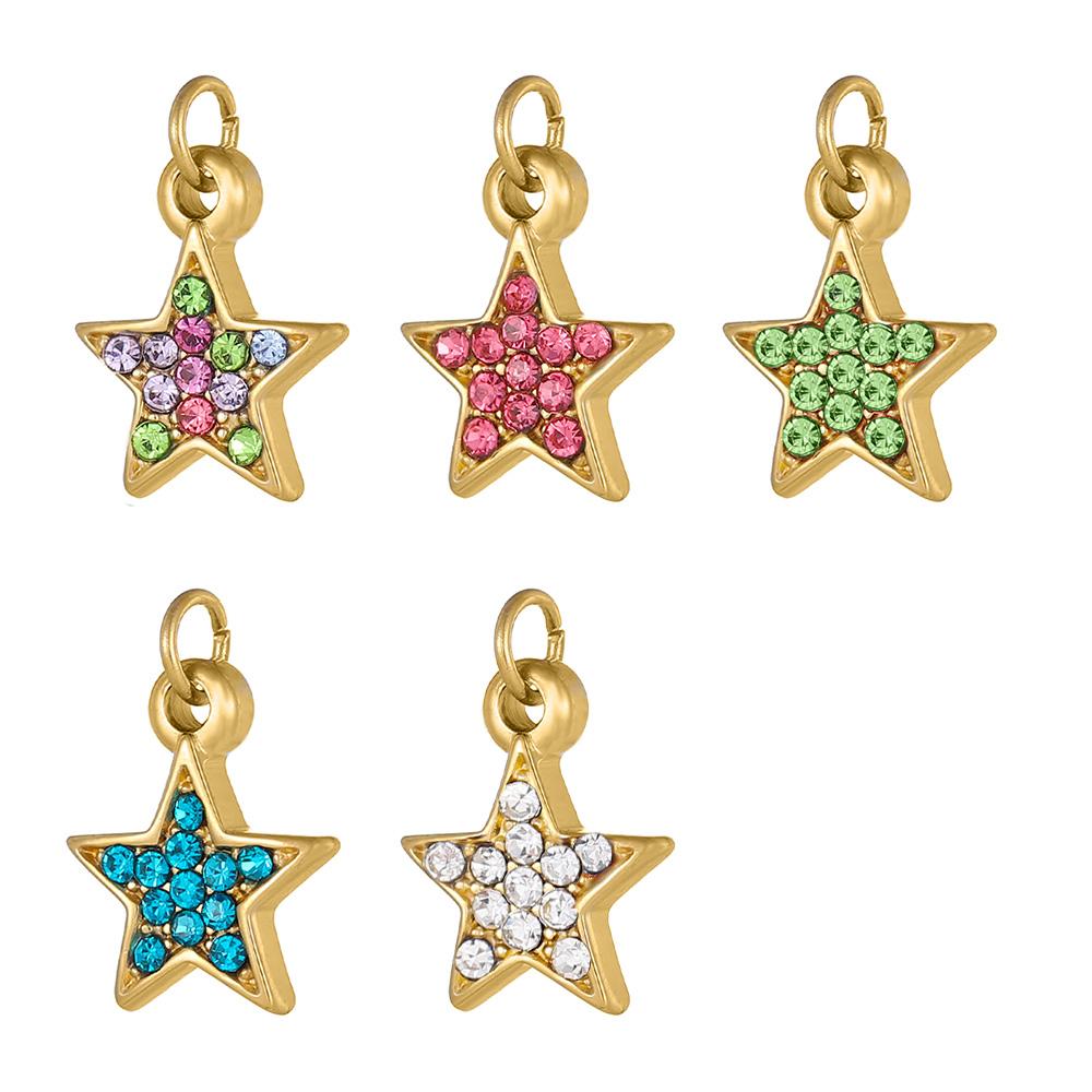 CARLIDANA Stainless Steel Charms Gold Plated Fashion Zircon Star Pendant Charms DIY Necklace Bracelet Accessories for Women