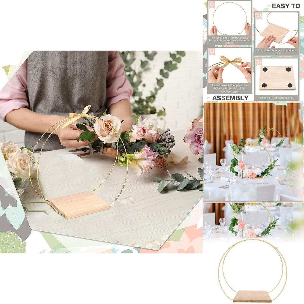 Handcrafted Metal Garland Wood Base With Gold Finish And Antislip Pads For Party Decorations