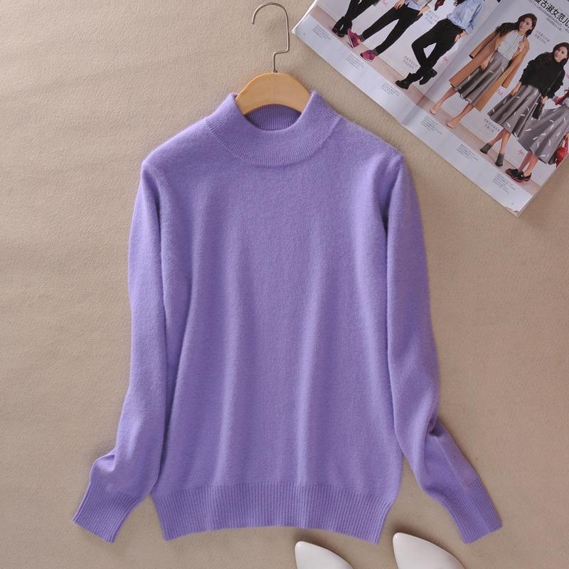 Women's Slim Cozy Knitted Half-turtleneck Cashmere Wool Jumper For Winter Warmth