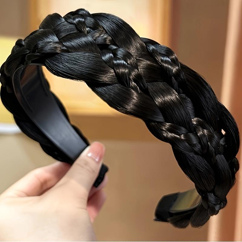 

Парик плетеные повязки на голову для женщин широкие обручи для волос обручи для волос ручной работы резинки для волос аксессуары для укладки головных уборов чёрный