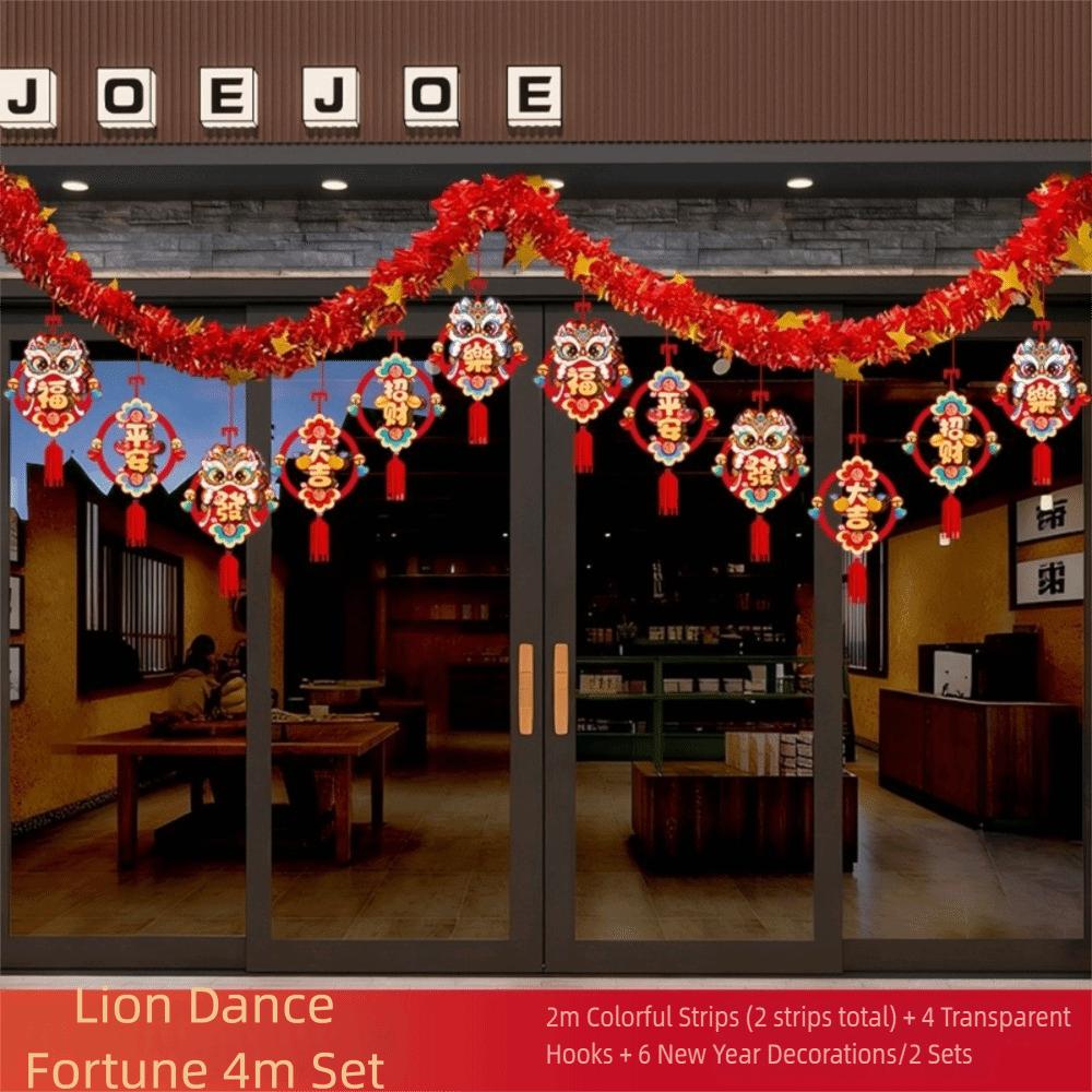 2026 Pferd Neujahrsaufkleber Antistatisch Rot Neujahrsbänder Girlanden Frühlingsfest Glasaufkleber Festliche Neujahrsvorräte