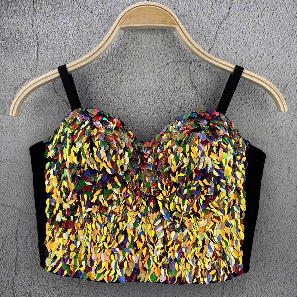 Sleeveless Ultra-short Vest Solid-color Waistcoat Sexy Inner or Outer Wear Celebrity-style Top Trendy Layering Piece Sexy Look Chic Waistcoat