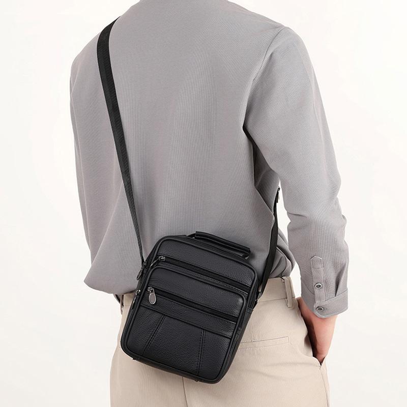 Genți de umăr tip poștaș din piele naturală pentru bărbați, genți mici cu buzunar pentru telefon, genți business crossbody din piele de vacă, cadou pentru bărbați