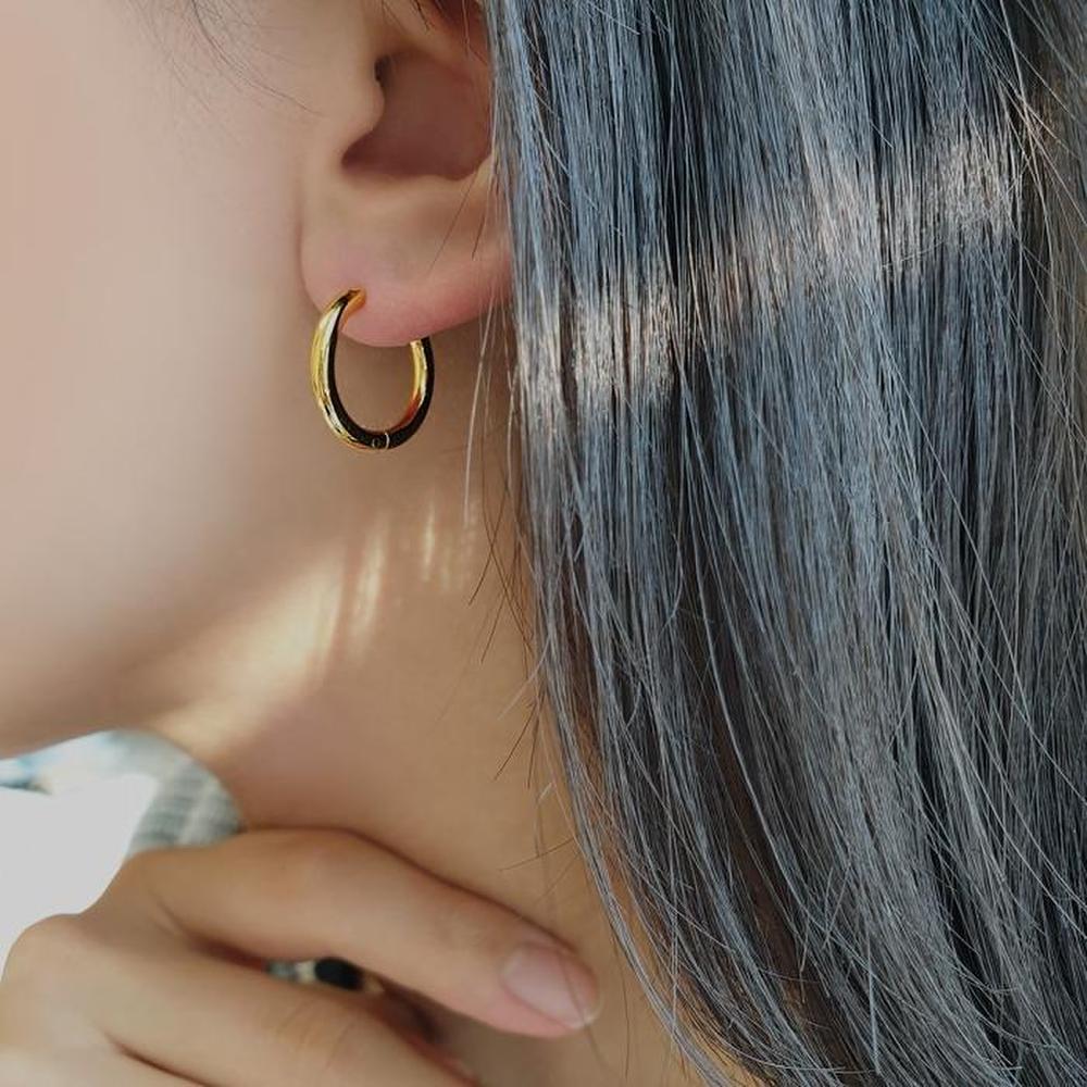 Yellow Gold One-Touch Bold Ring Earrings (M) (S7804215)