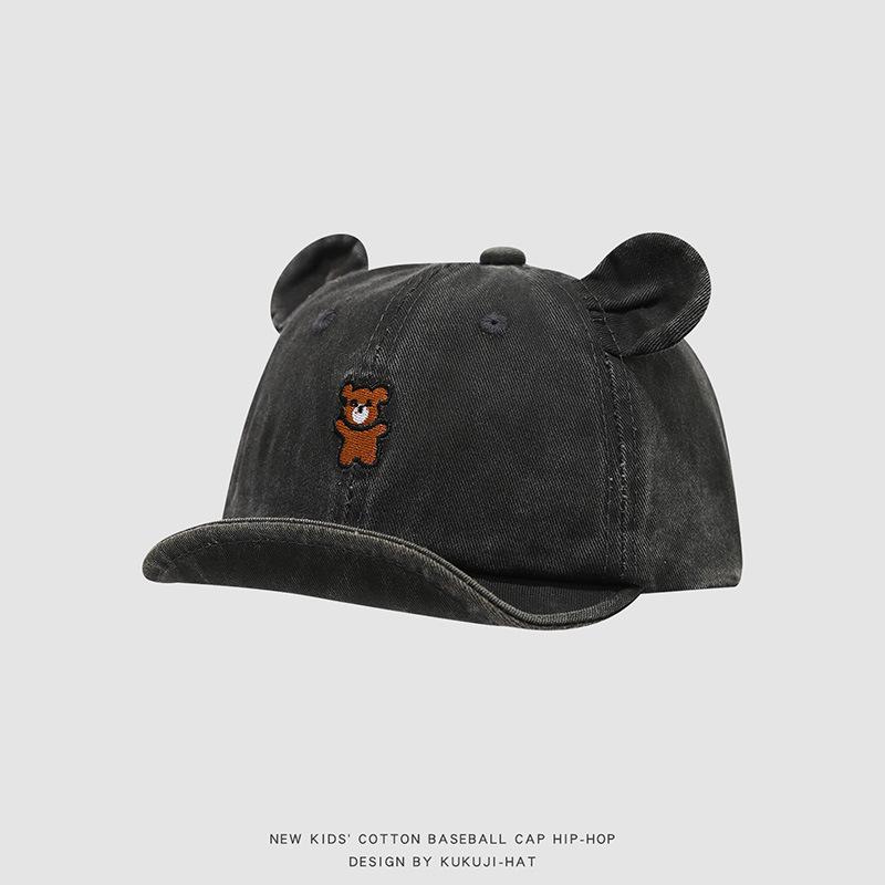 Korean Baby Hat: Spring/Autumn Unisex Toddler Bear Baseball Cap, Cute Soft Brim Duckbill Design