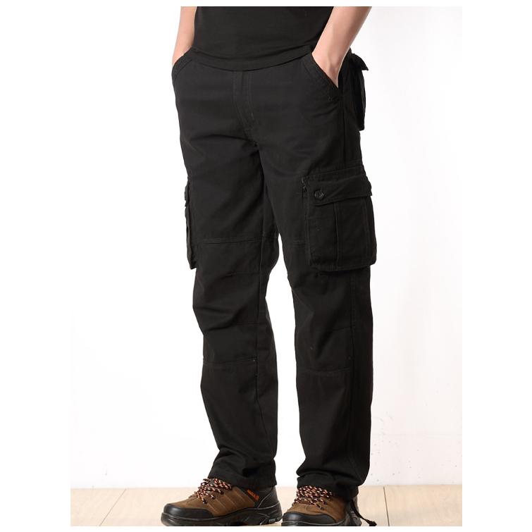 Volné overaly s velkou kapsou Pánské outdoorové sportovní jogging vojenské taktické kalhoty elastický pas z čisté bavlny ležérní pracovní kalhoty