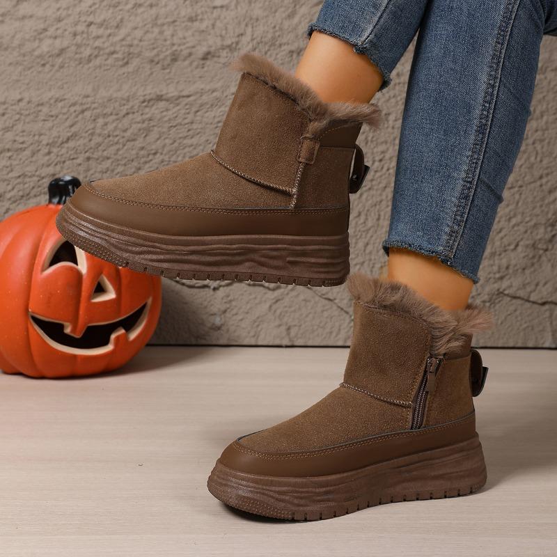 Winter 2025 New Platform Versatile Booties Fleece Thickened Cotton Shoes Snow Boots
