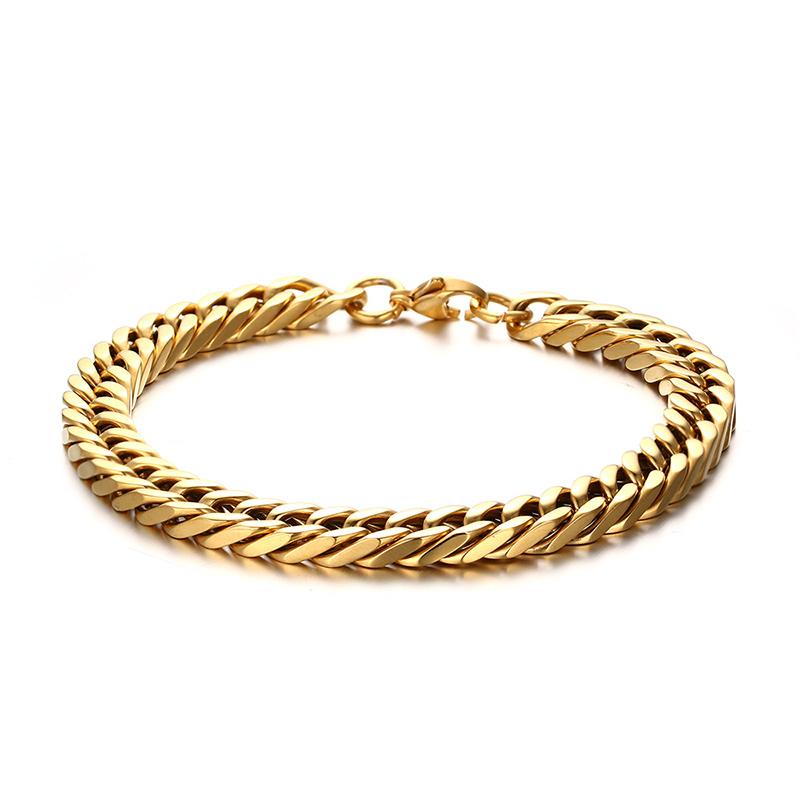Vnox Stylish Men's Chain Bracelets,Stainless Steel 6.5MM-12.5MM Two-strand Wheat Link Wristband, Rock Punk Biker Male Jewelry