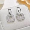 S925 Silver Needle Full Diamond Earrings New Personality Temperament Versatile Square Full Diamond Earrings Stud Earrings