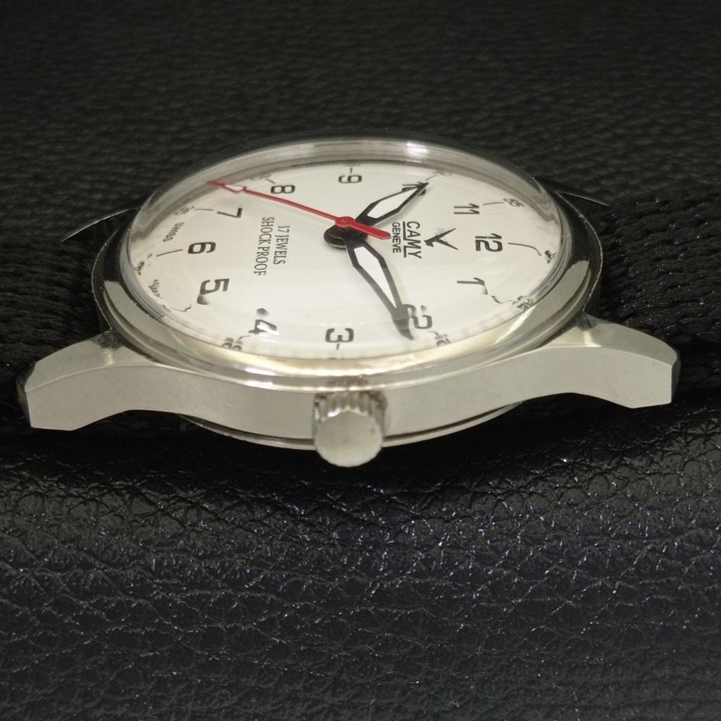 VINTAGE CAMY HAND-WINDING SWISS MENS REFURBISHED WHITE DIAL WATCH A500011-2 R151a-a500011