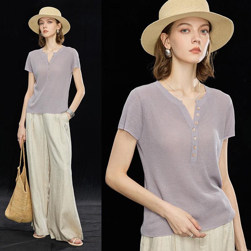 Women s Tencel Linen Blend French Style Knit T-shirt XL