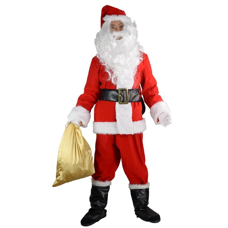 Santa Claus Costume, Christmas Day Performance Costume Golden Velvet Christmas Costume Set