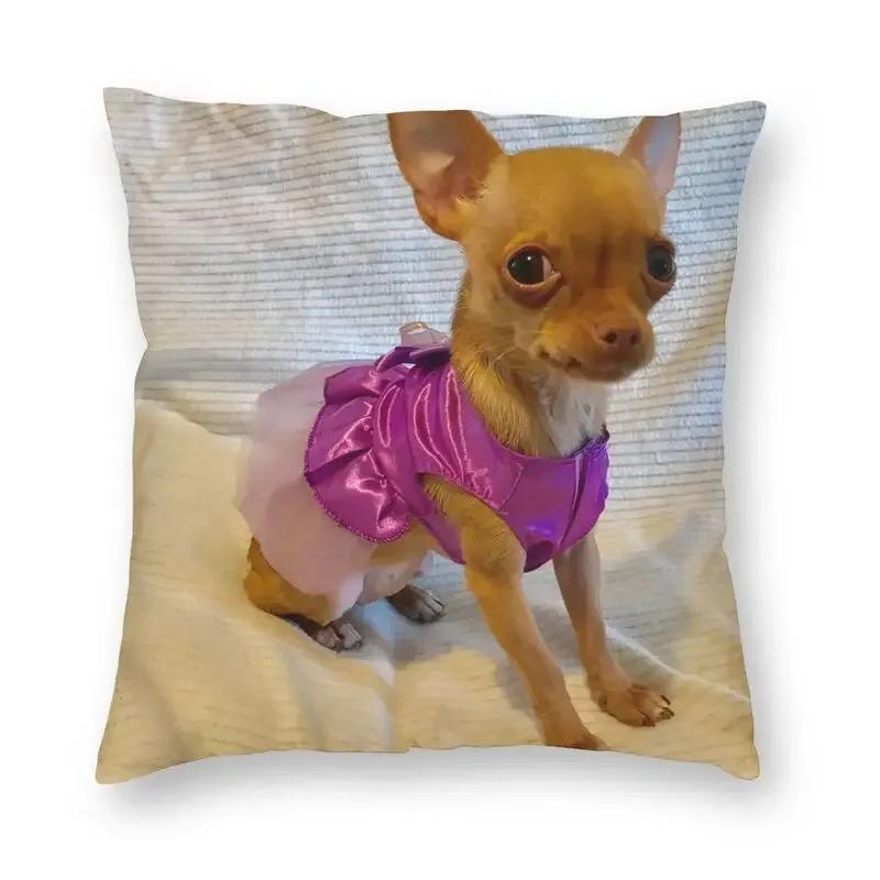 Personalized Chilly Chihuahua Square Pillow Case Home Decorative Pet Dog Cushions Throw Pillow for Car Double-sided Printing