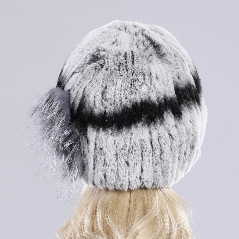 New Knitted Rex Rabbit Fur Hat For Women Winter Warm Natural Fur Hats Thick Outdoor Girl Fashion Real Rex Rabbit Fur Caps