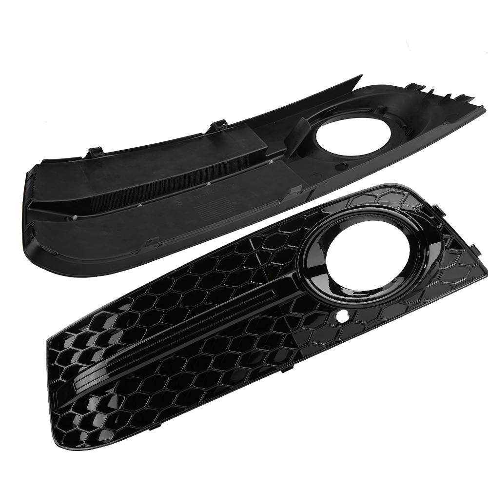 Glossy Black Front Bumper Fog Light Grilles, 2pcs with ABS Material, Lightweight and Colorfast for B8 2009 to 2012, Anti Scratch, Dust Proof