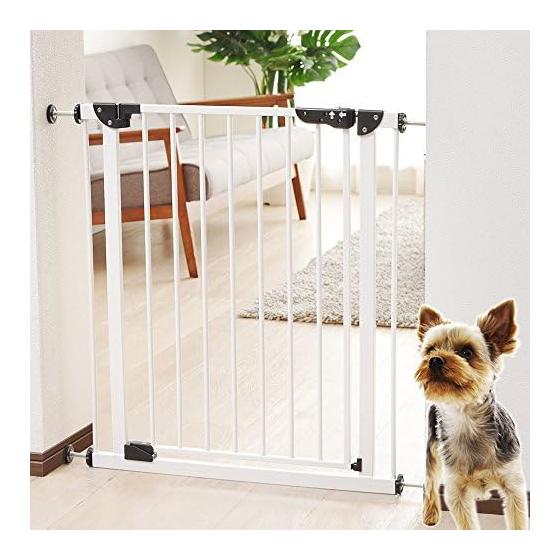 IRIS PLAZA Pet Gate Baby Gate Steel Gate with Door Tension Type White Height 78cm Installation Width 70-91cm