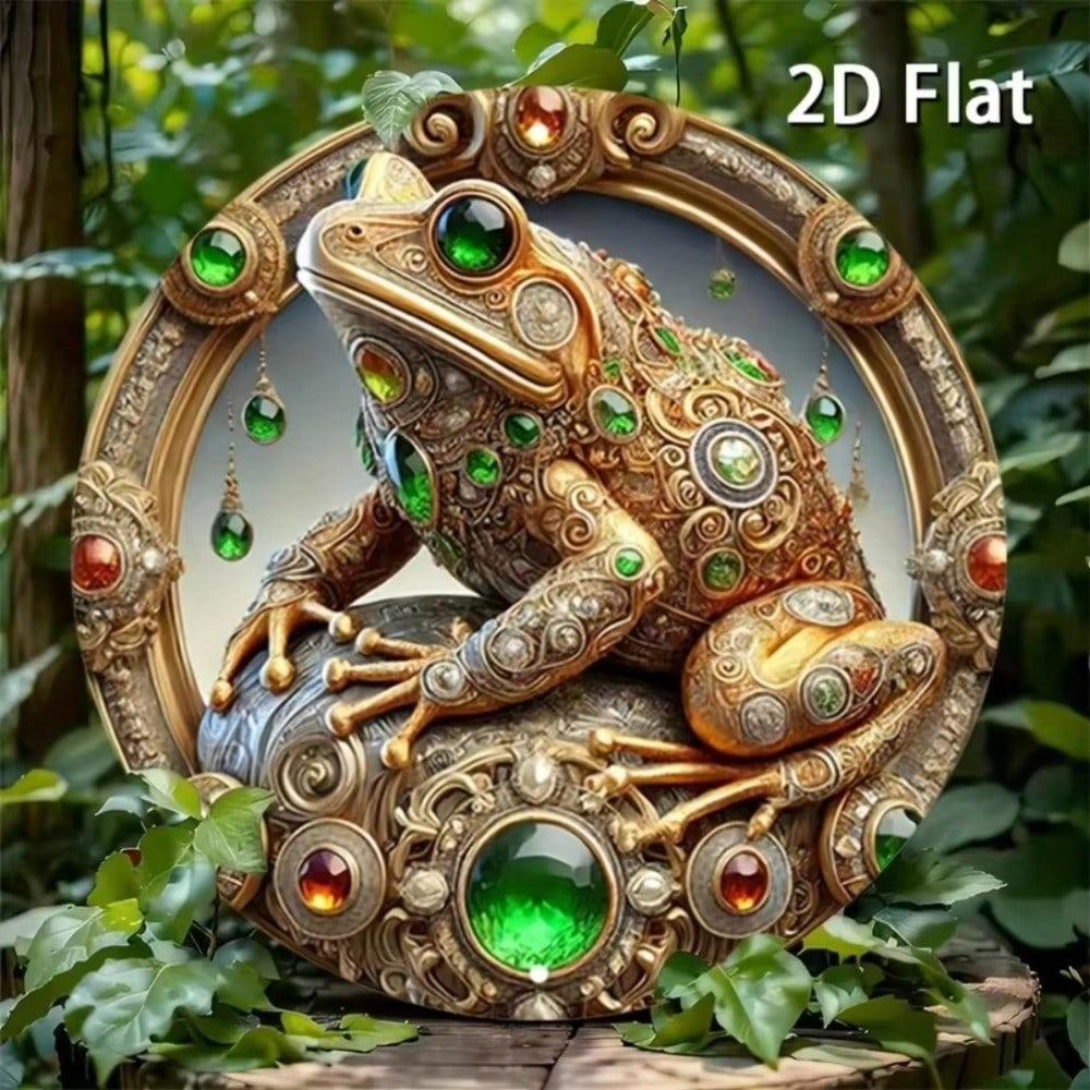 Metal Gold Frog Sign Retro Ornate Framed Wall Art Home Decor