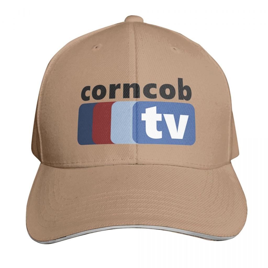 Corncob Tv Baseball Cap Snapback Flat Bill Strapback Dad Hat Six Panel Structured Crown