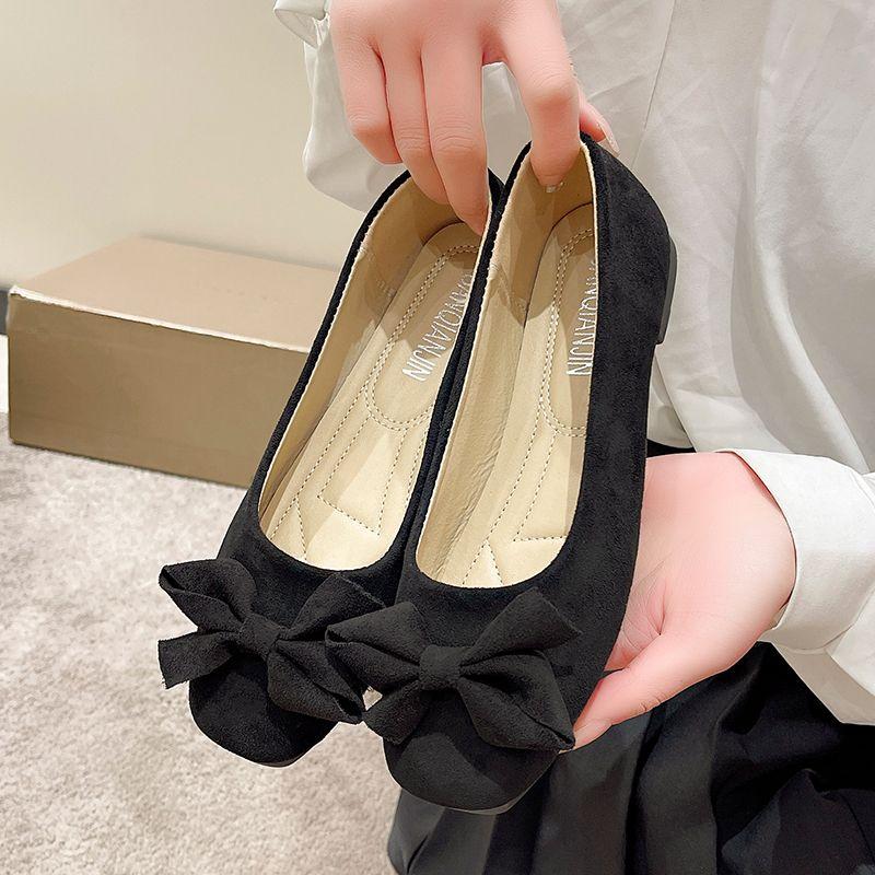 Fashion Ladies Footwear Slip-on Square Toe With Bow Women's Flat Shoes Comfortable Chic and Elegant Low Price Korean Style Popular Shoe