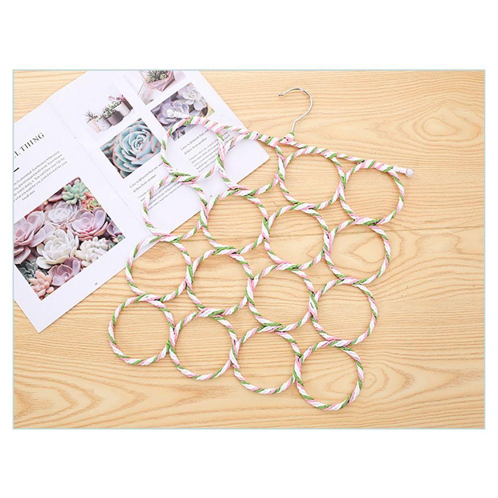 1Pcs 6/9/12/16/20/28 Ring Scarf Hanger Rattan Weave Display Rack  Wardrobe Storage Holder