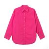 Rose Red Cotton Long-Sleeve Women's Shirt: Loose Fit, Slimming, Fashionable, Skin-Brightening - 2026 Spring Collection, Perfect for Commuting.