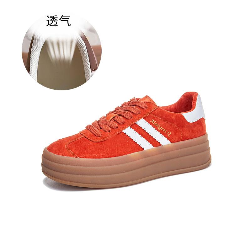Leather German training shoes women's 2025 spring and summer new platform white shoes women's casual height-increasing women's shoes fashion versat