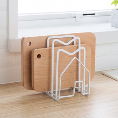 Groove Design Cutting Board Rack Anti-slip Wrought Lron Drying Stand Pot Lid Organizer Kitchen Utensil