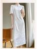 Women's Summer Stand Collar Cheongsam: Slim, Versatile, Retro Satin Long Dress