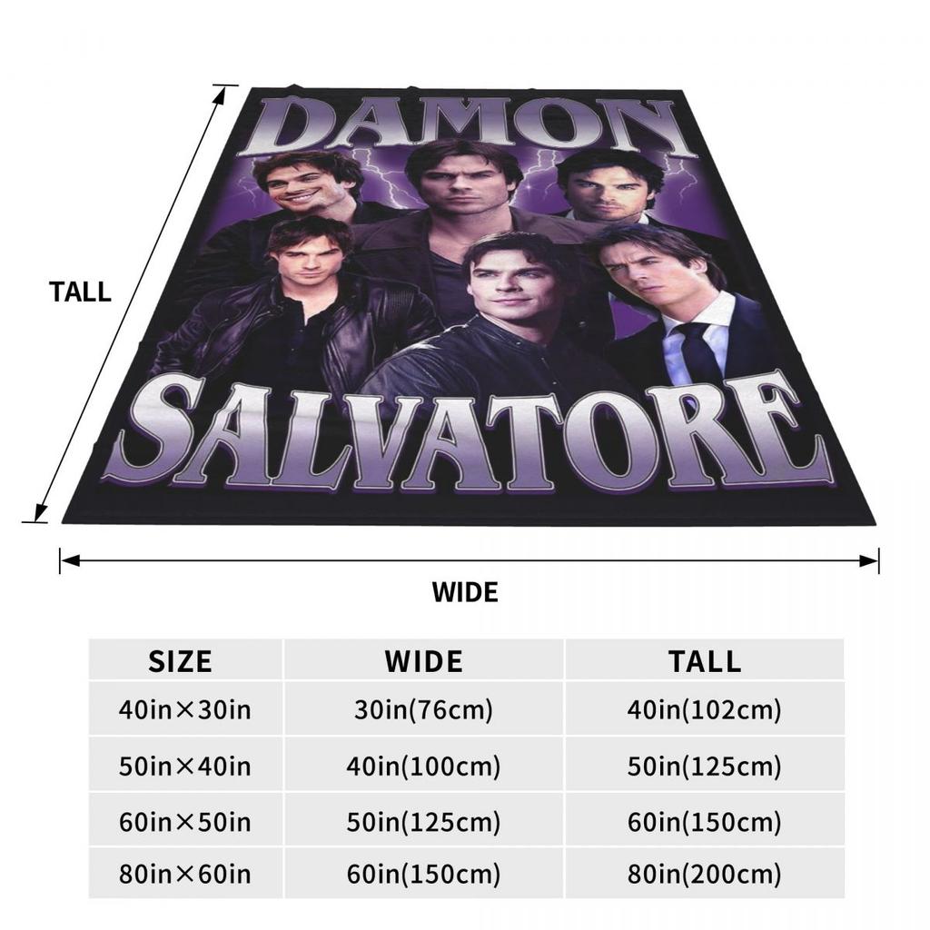Damon Salvatore The Vampire Diaries Blanket Flannel Throw Blanket Throw Blankets for Home Bedroom Travel Throws Bedspread Quilt