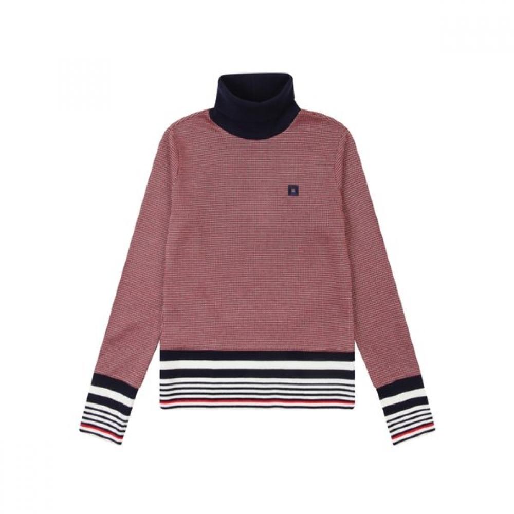 ONOFF Женская S Высокий воротник Клетка-гусиная лапка Поло Of9222lb Красный 40