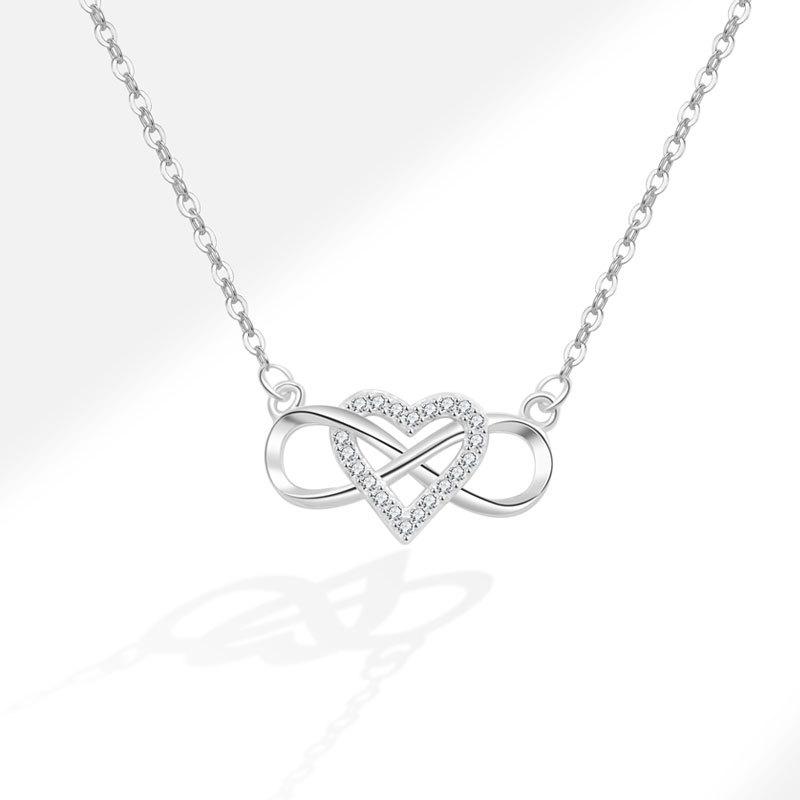 Micro Paved Zircon Infinity Heart Mobius Pendant Necklace Elegant Versatile Fashion Jewelry For Women