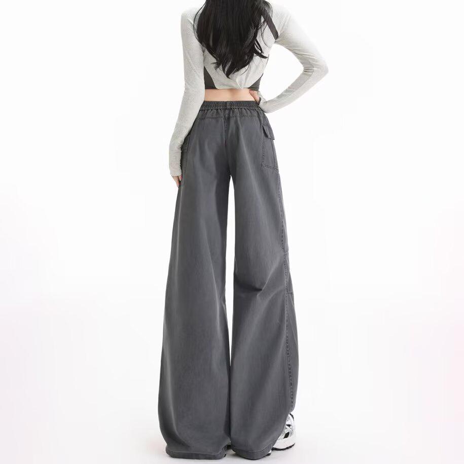 Korean Style Women's Casual Cargo Pants - Spring/Summer Straight Fit