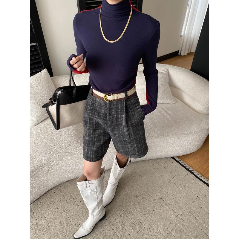 Sinan Reversible Color Block Slim Fit High Neck Long Sleeve Base Layer T-shirt SN8537 Large