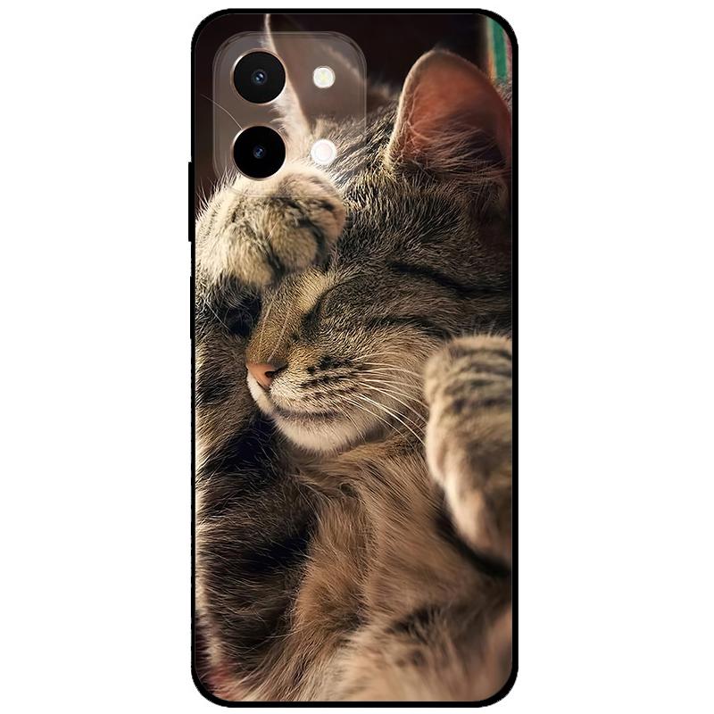 For Vivo Y28 4G Case 6.68'' Black TPU Silicon Cartoon Protection Cover for VivoY28 Y 28 4G Shockproof Capa Wolf Animals Soft Bag