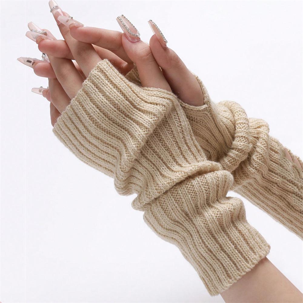Lange Fingerlose Handschuhe Damen Fäustling Winter Armstulpen Gestrickte Ärmel Fein Lässig Weich Mädchen Goth Kleidung Punk Gothic Handschuh