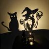 Halloween Shadow Stand Candlestick Halloween Decoration Witch Blackcat Candle Holder Shadow Projector Home Horror Props