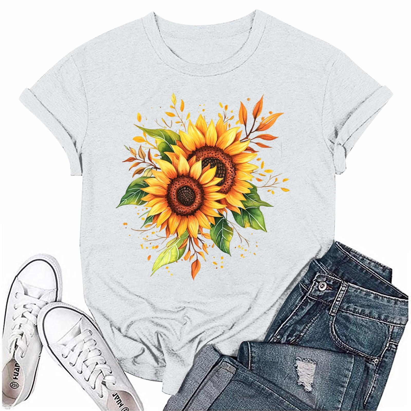 

Жіноча мода Принтована футболка з круглим вирізом та коротким рукавом Пуловер Топ XL білий