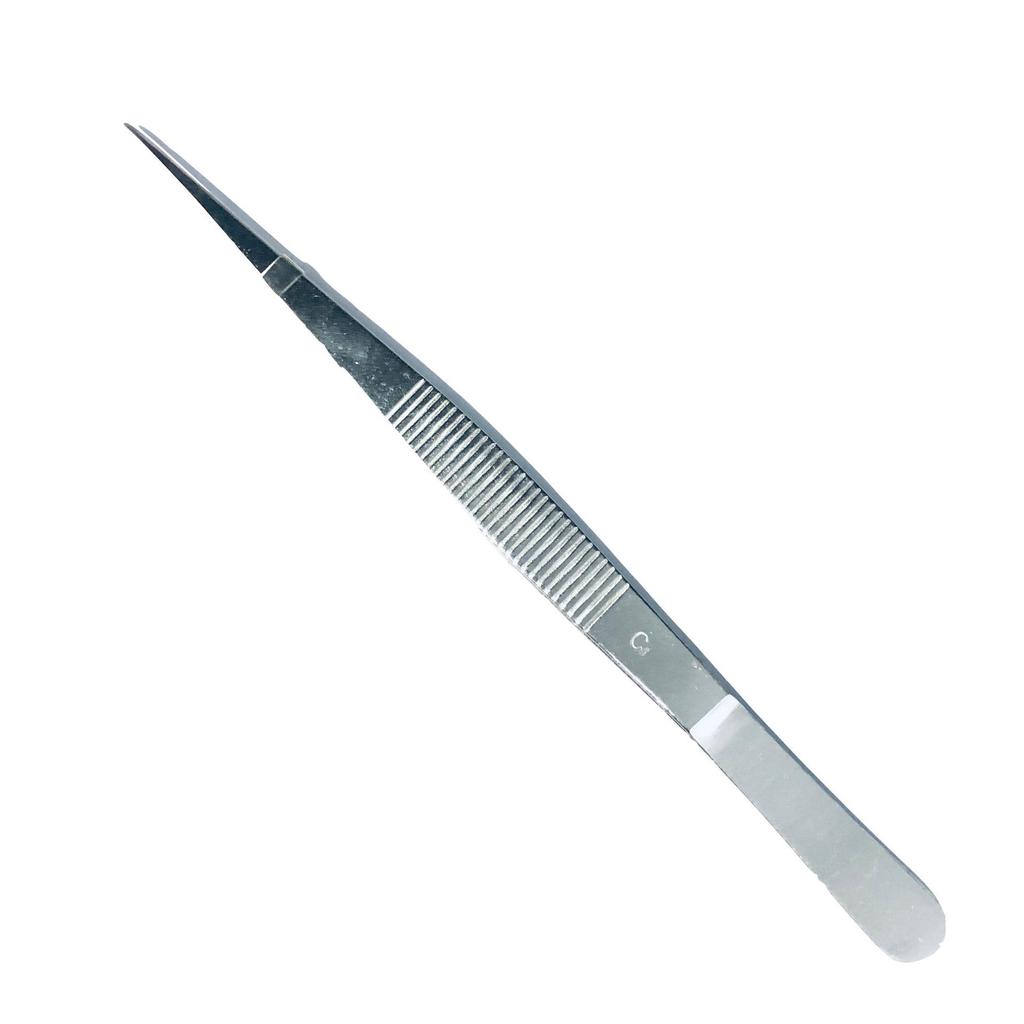 304 Stainless Steel Pointed Tip Dissection Tweezers - 125mm, Serrated for Medical and Laboratory Use
