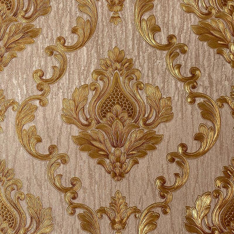 Tmavě modrá 3D evropská tapeta s velkými květinami, pozadí do ložnice a obývacího pokoje, hotel, luxusní damašková reliéfní tapeta