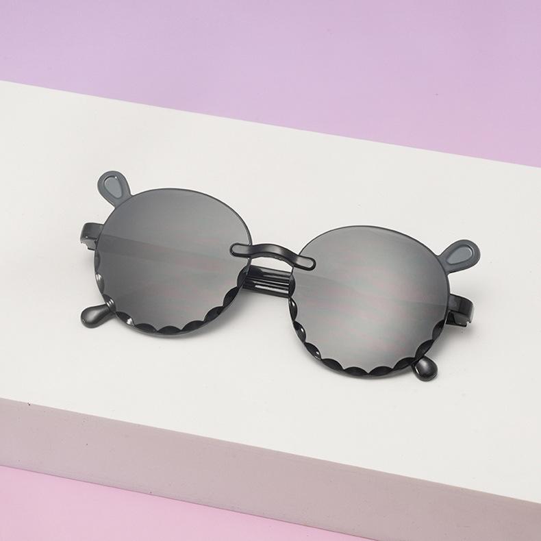 

Cute Bear Ear Kids Sunglasses Rimless Round Frame Gradient Lenses UV400 Protection Shades for Toddlers for Beach&Birthay KJ079