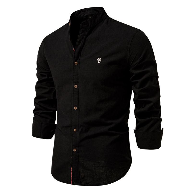 Men's Cotton-Linen Casual Long-Sleeve Shirt - Japanese Style