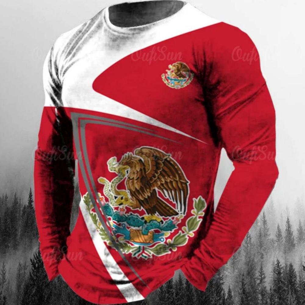 

Модные футболки с мексиканским флагом Мексика с 3D принтом, мужская и женская футболка с длинным рукавом, уличная одежда, большие детские футболки в стиле Харадзюку, верхняя одежда 5XL